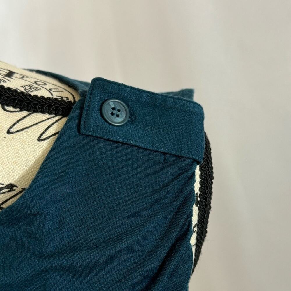Ann Taylor: Flattering Teal Gathered/Draped Sleeveless Blouse - Picture 5 of 8